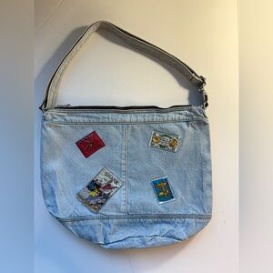 Shane Hand Bags Crossbody Light Blue Denim With Adjustable Strap Zipper Closure